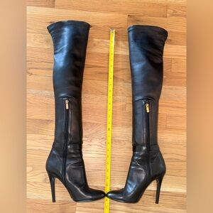 Jimmy Choo Black Thigh High Leather Stiletto Boots – Excellent Condition
